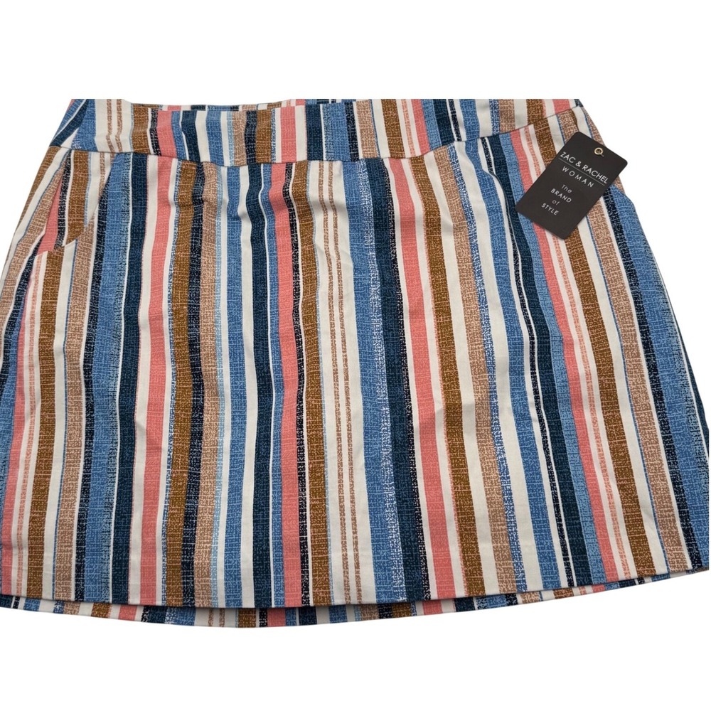 Zac & Rachel New Millennium Skort 16W NWT Striped Pull On Coconut Milk Riviera